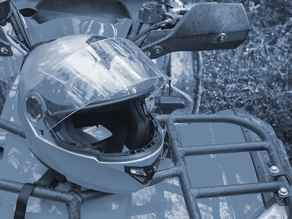 Helmet on top of an ATV 