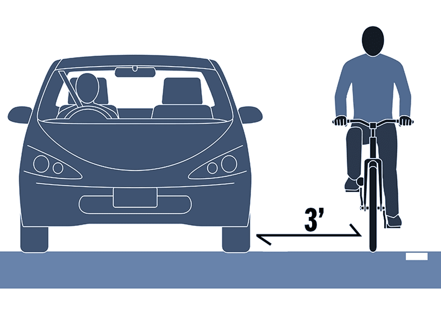 Most states require car to stay 3 feet away from bicylcists