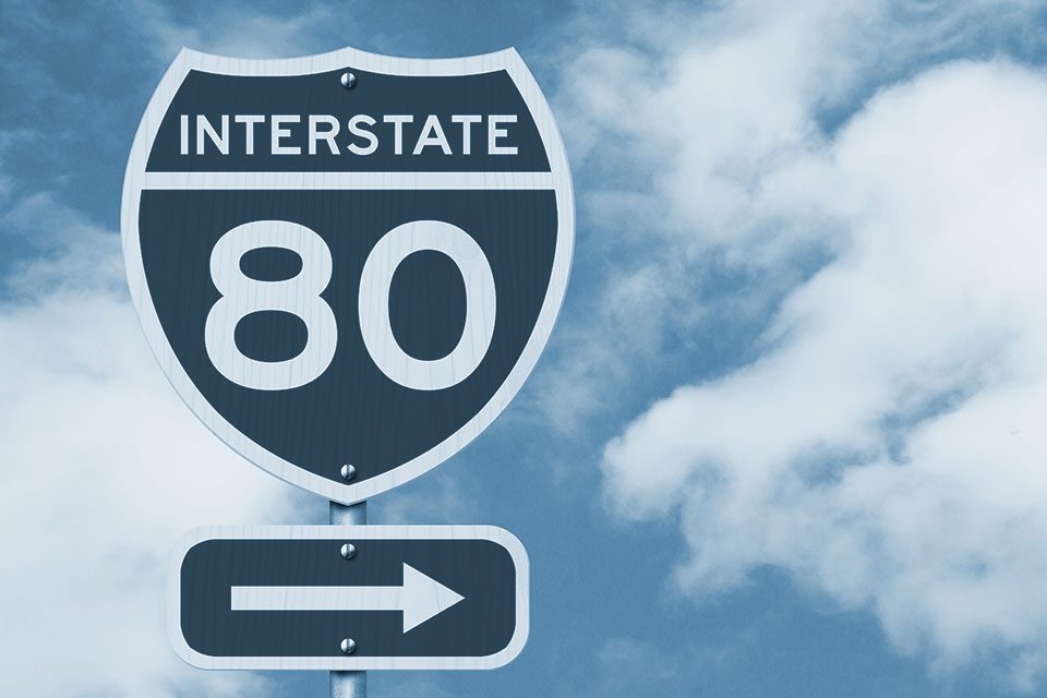 Freeway sign of interstate 80