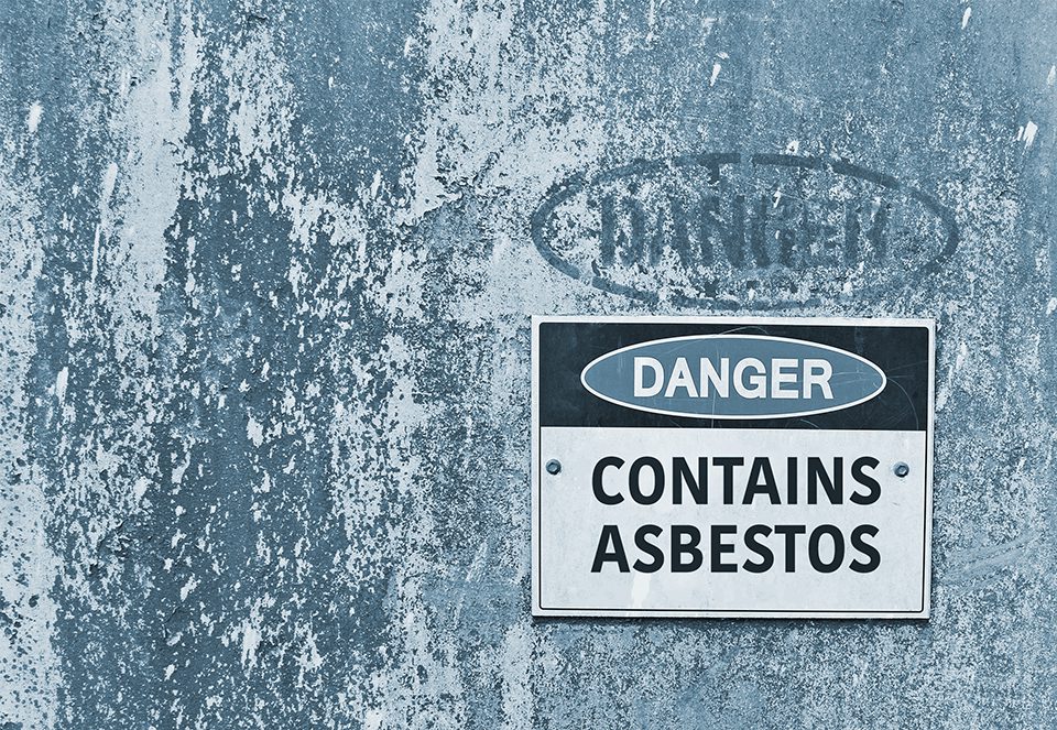 Danger sign for asbestos