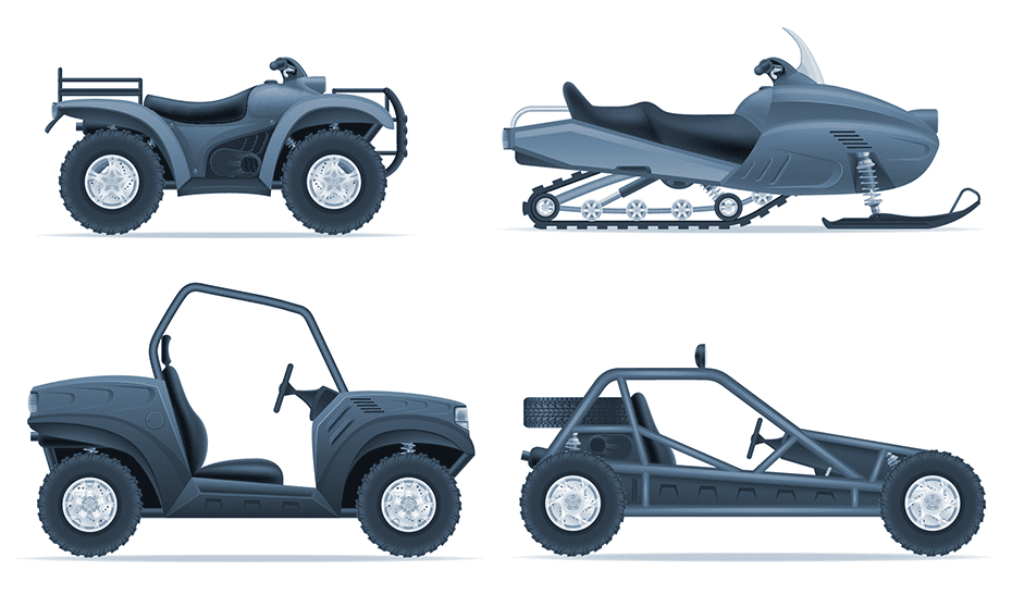 Graphic of Atv, snowmobile, and side by side 