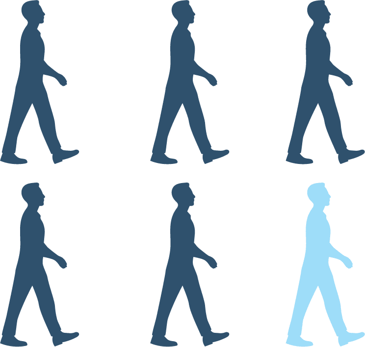 Graphic depicting pedestrians in blue