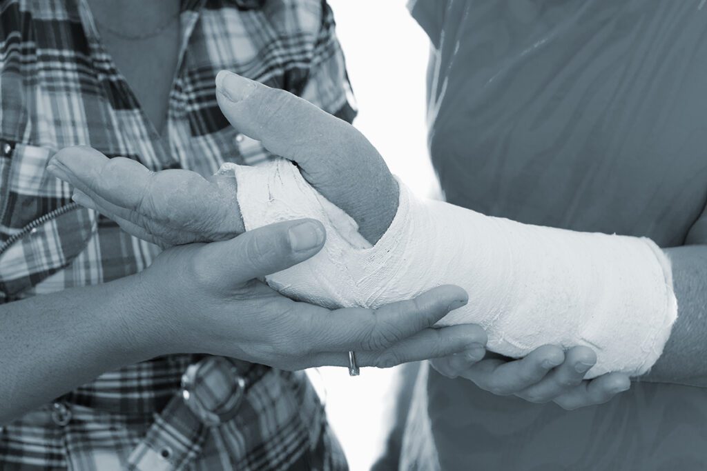 Elderly person's arm in a cast