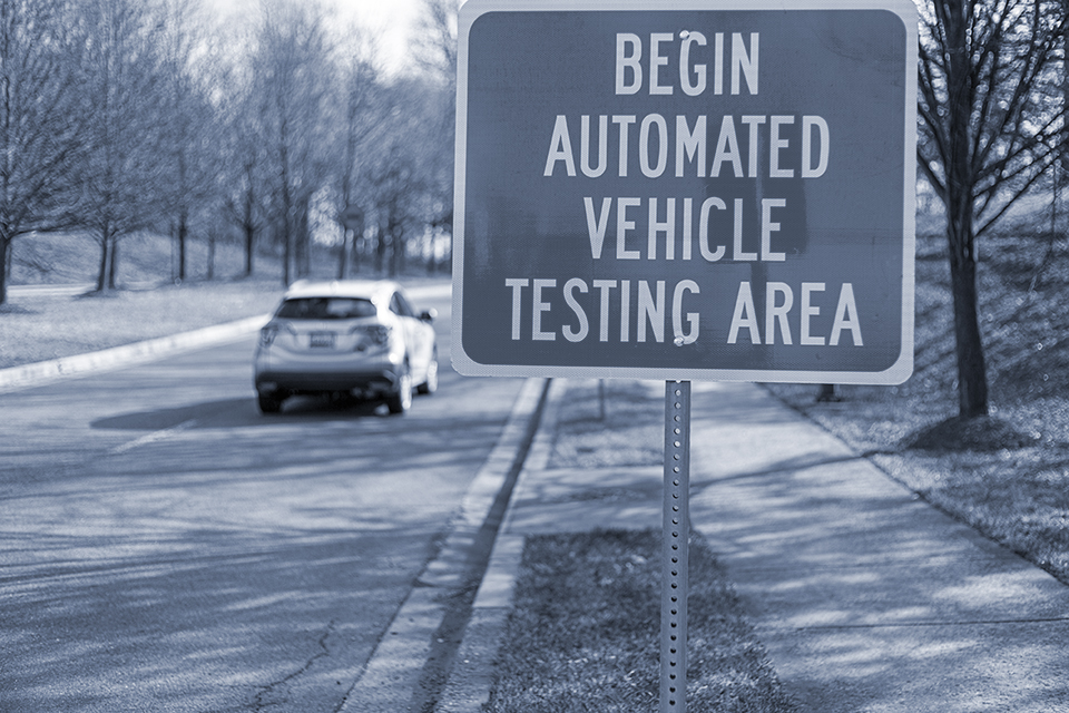 Sign warning of automated vehicle testing area