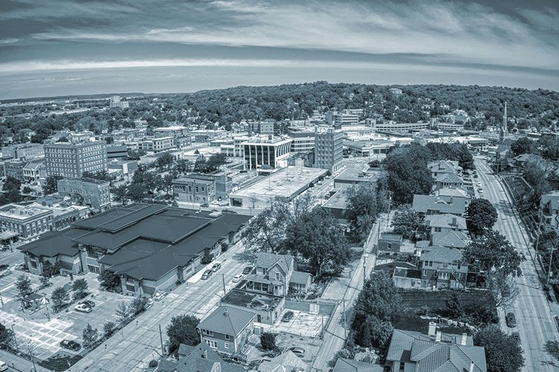 Aerial View of Downtown Council Bluffs, Iowa