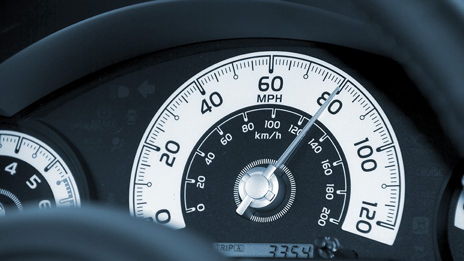 Close- up of car spedometer 