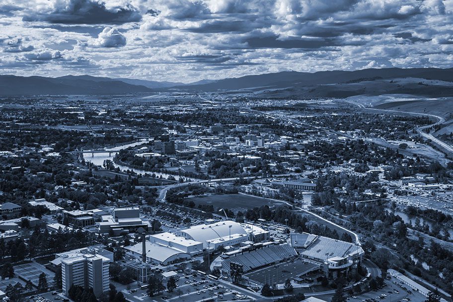 View of Missoula from Mount Sentinel, in Missoula, Montana.