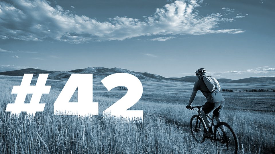 Male Mountain Biker Taking a Break at Mt. Sentinel, Missoula, MT